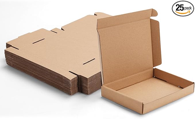 MEBRUDY 7x5x1 Inches Shipping Boxes Pack of 25, Small Corrugated Cardboard Box for Mailing Mailer Packing, Brown