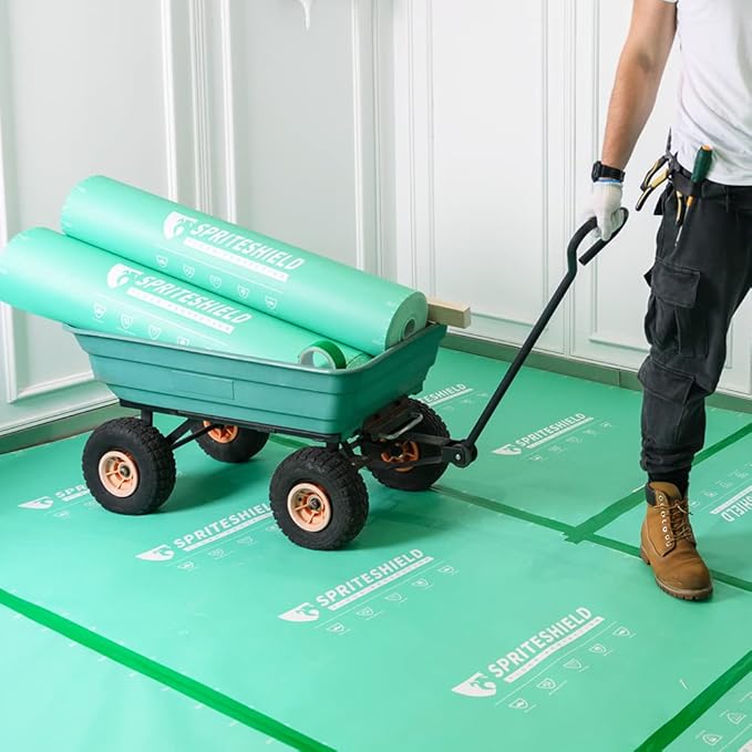39" x 100' Heavy-Duty Temporary Floor Protection for Construction & Renovation, Green, Surface Protection Film for Hardwood Floors, Tile&Hard Paint Protection. (M-220G 39" x 100')