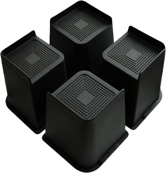 Bed Risers 6 inch Heavy Duty, Oversized Furniture Riser with Non-Slip Base for Sofa Couch Chair Desk Table Leg Dorm Bed Frame Lifts Risers Blocks Supports Up to 6,500 Lbs (Black 4 Pack)