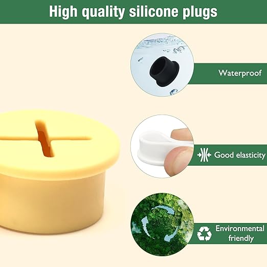 10Pcs Desk Grommet, 1" (25mm) Black Silicone Cord Hole Cover, Flexible Rubber Wire Grommets, Wall Grommets for Cables Management, Table, Countertop, Cabinets and Furnitures Wire Organizer