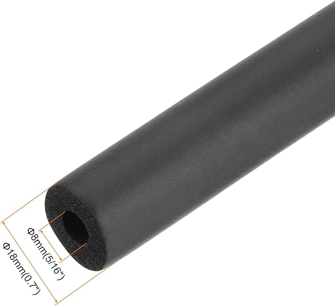 uxcell Foam Tubing for Handle Grip Support, 8mm(5/16") ID 18mm OD 1m Length Black