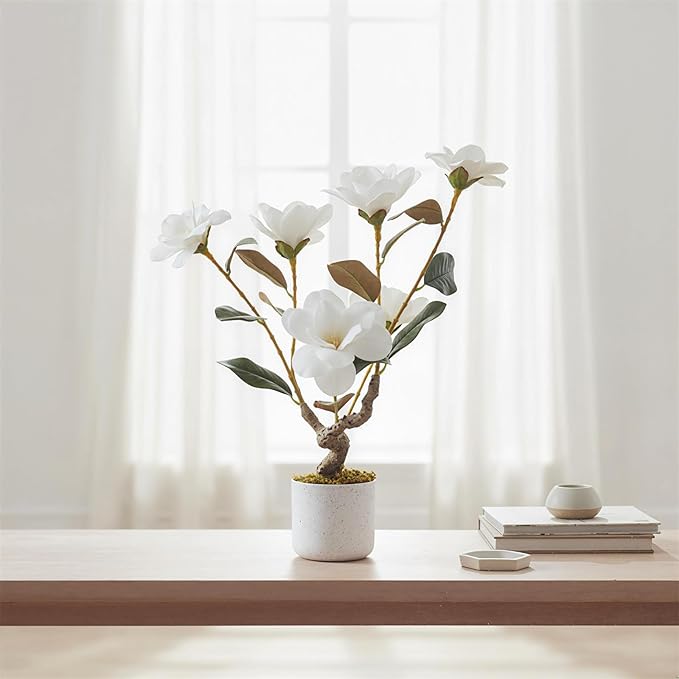 GAOMON White Fake Orchids Flowers in Pot,24 inch Faux Orchids Plant Real Touch for Home Decor Indoor Bathroom Decoration