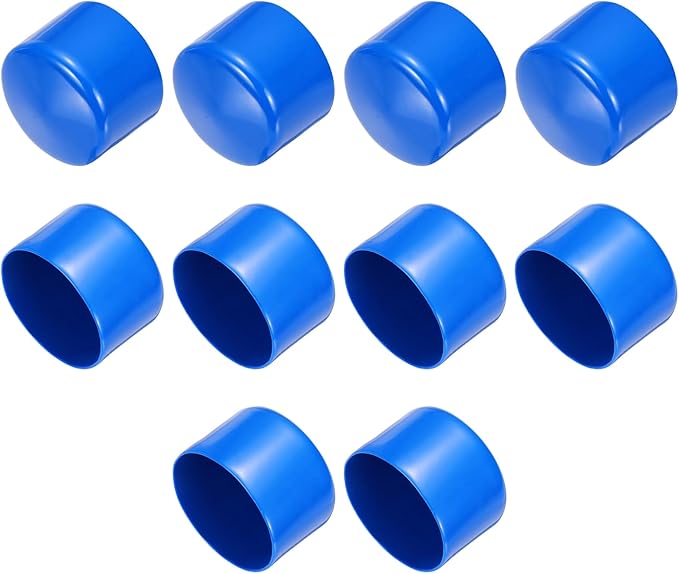 uxcell 10pcs Rubber End Caps 63mm(2.5 Inch) ID Vinyl Round End Cap Cover Screw Thread Protector Blue