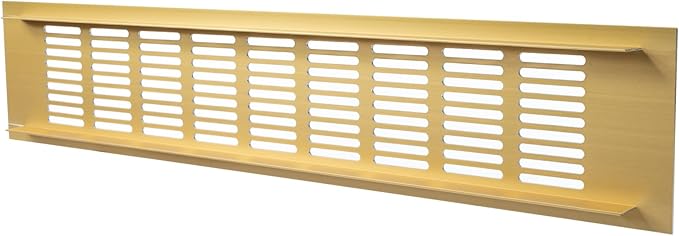 Vent Systems 15.75 x 3.15 Inch (Outer Size) Rectangular Door Vent - Gold Aluminum Vent Cover Toe Kick Vent Cover - HVAC for Home Cabinet Vent - Intake/Exhaust Door Return Air Vent
