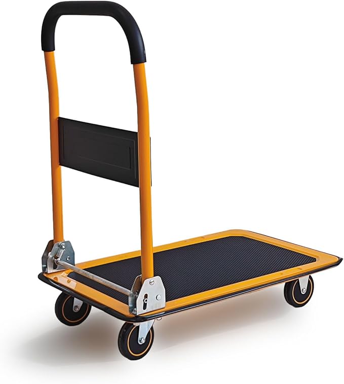 Foldable Push Cart Dolly - 330lb Capacity Moving Cart, Heavy Duty Platform Truck with 360 Degree Swivel Wheels & Easy Storage