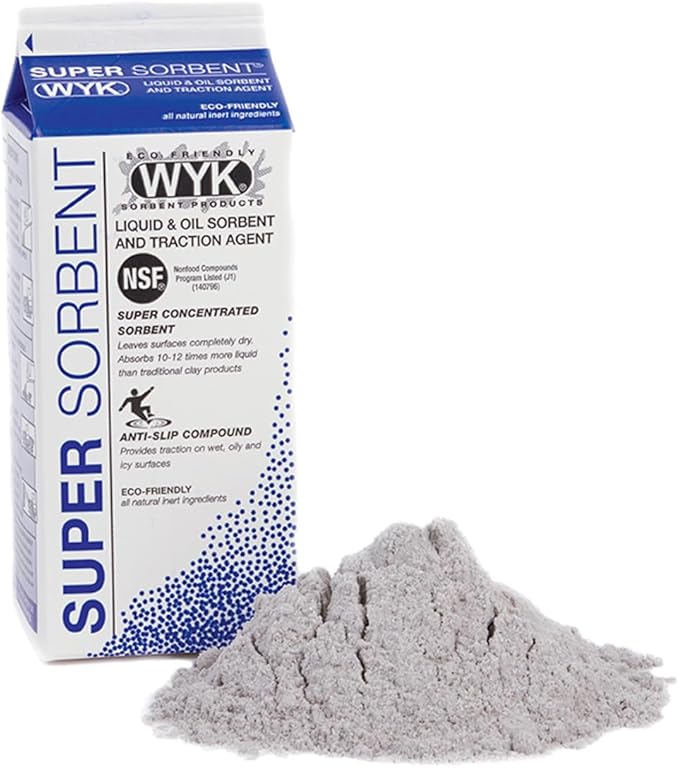 WYK Super Sorbent 500 Series – Industrial Liquid & Oil Absorbent and Traction Agent for Spills, Leaks & Safety Maintenance – Fast-Acting Multi-Purpose Spill Absorber – BLUE Super Sorbent