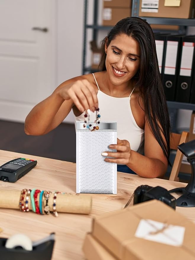 GSSUSA White Bubble Mailers 4x8 Inches 19200 Pack, Usable Size 4X7" Bubble Envelopes for Small Business, 1Pallet Padded Envelope, Shipping Mailers, Packaging Bags, Mailing Envelopes, Shipping Supplies