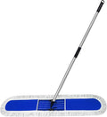 48 inch Commercial Dust Mop for Hardwood Floors, Large Size Dry Mop, Reusable Cotton Yarn Head, Telescopic Stainless Steel Handle, Industrial dust mops for Floor Cleaning, Marble, Blue