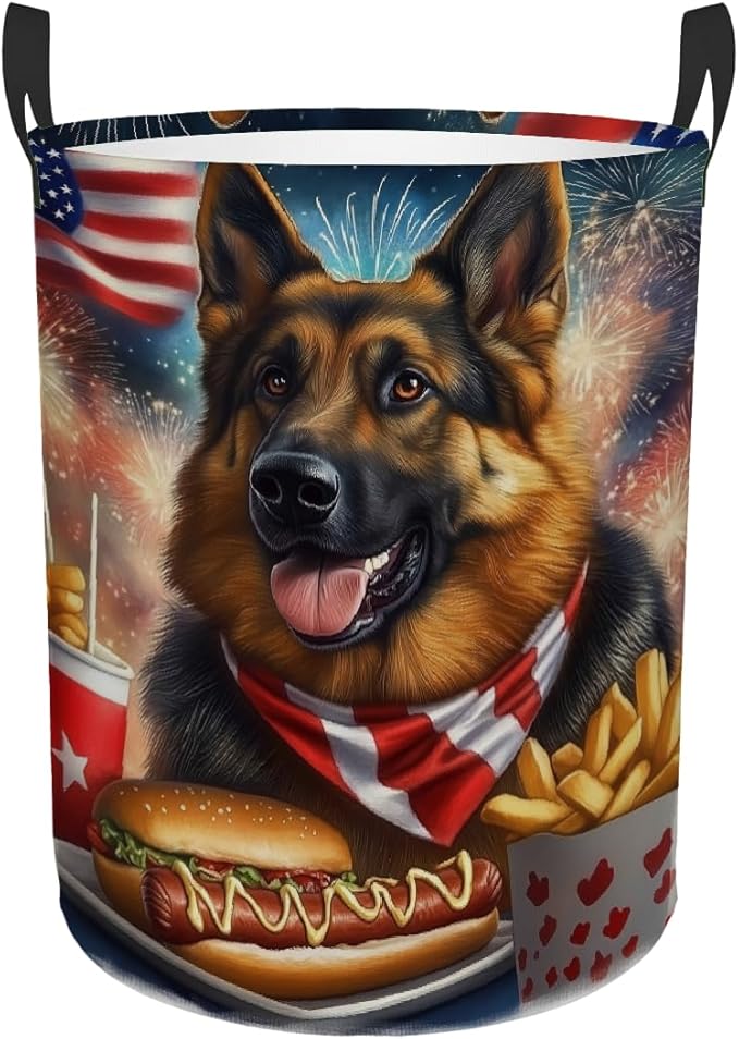 German Shepherd Food Laundry Basket Foldable Laundry Baskets With Handles for Bedroom Bathroom Toys Decorative Basket