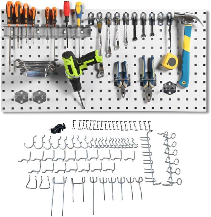 Eujgoov Pegboard Hook Set 51 Pcs, Organize Screwdrivers, Wrenches and Pliers on Pegs for Heavy Duty Tools Storage Support for Storing Tools, Pulling Lines and Organizing Items