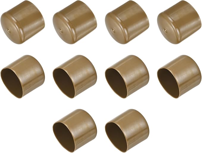uxcell 10pcs Rubber End Caps 49mm(2") ID Vinyl Round End Cap Cover Screw Thread Protectors Light Brown