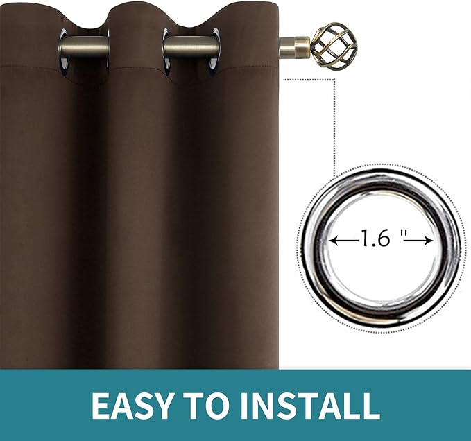 BGment Blackout Curtains for Bedroom - Grommet Thermal Insulated Room Darkening Curtains for Living Room, Set of 2 Panels (52 x 95 Inch, Brown)