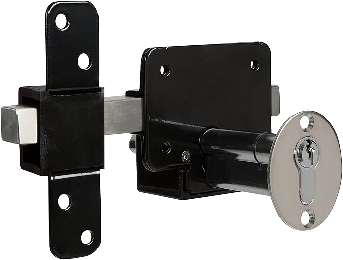 GateMate Long Throw Gate Lock, Euro Profile Keyed Alike Gate Lock for Sheds, Gates & Garage Doors, Keyed Both Sides, 316 Stainless Steel, for Wooden Gates & Doors Up to 2” (50mm), 5 Keys