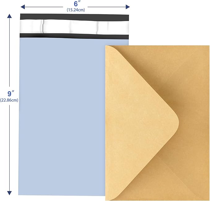 120PC Poly Mailers 6x9 Inch Light Blue Mailing Envelopes Bags Shipping Bags with Self Adhesive Waterproof and Tear-Proof Postal Bags