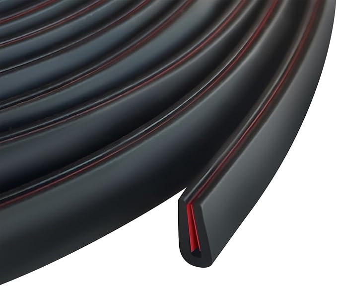 Rubber Edge Trim, Self Adhesive 1/16" U Channel Edge Trim, Fit from 0 to 5/65", Sharp Edge Protector for Sheet Metal Parts, Car Doors, Length 100Ft, Black Color