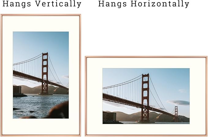 Frametory, 16x24 Metal Picture Frame with Mat for 12x18 Picture & Real Glass, Aluminum Photo Frame Collection (Rose Gold, 1 Pack)
