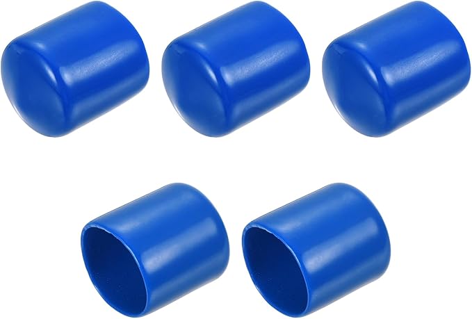 uxcell 5pcs Rubber End Caps 22mm ID Vinyl Round Tube Bolt Cap Cover Screw Thread Protectors Blue