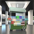 Portable Food Cart with Canopy, Mobile Vendor Display Stand with Lockable Wheels, Outdoor Food Stall Trolley, Foldable Commercial Display Cart for Market, Street Food & Events(Green)