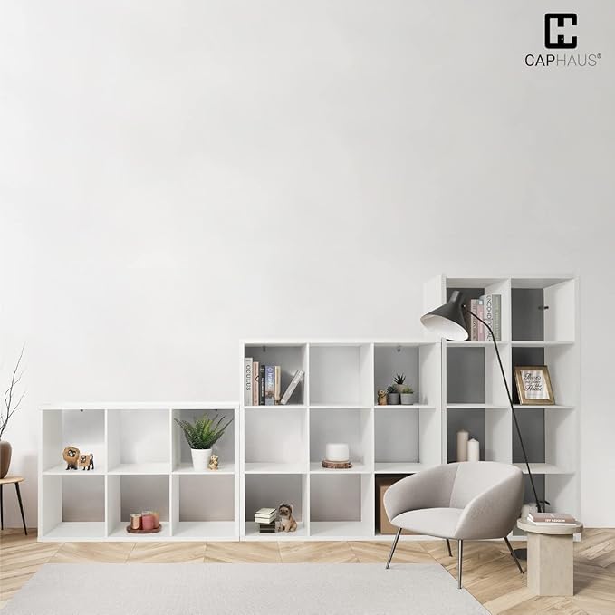 Fencer Wire 13-Inch Cube Storage Organizer Shelf, with Extra Thick Exterior Edge, Room Open Storage Shelf Divider, Bookcase, 6-Cube / 8-Cube / 9-Cube, Colors Available in Rustic Grey Oak and White