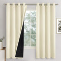 Cream Blackout Curtains for Bedroom 63 Inch Length 2 Panels Set, Thermal Insulated 100% Light Blocking Soundproof Grommet Window Curtains for Living Room with Black Liner, Each 52 Inch Wide