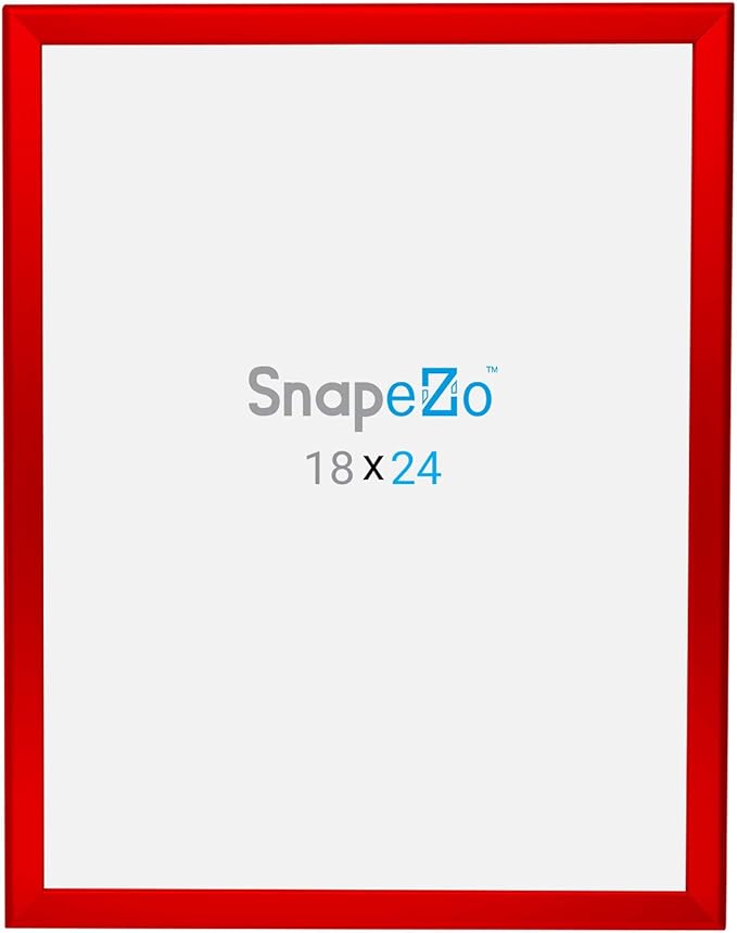SnapeZo Photo Frame 18x24, Red, 1.25 Inch Aluminum Profile, Front-Loading Snap Frame, Wall Mounting, Professional Series