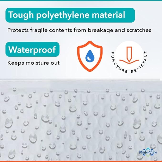 White Poly Bubble Mailers 7.25x12 inch #1 | Self Seal Padded Envelopes | Cushioned Bubble Mailer | Usable Size 7.25x11 | WaterProof | Lightweight mailing Shipping Bags | 100 Pack Bulk | Made in USA