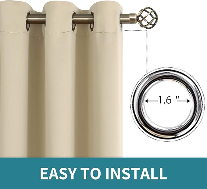 BGment Beige Sliding Door Curtain 120 Inch Long - Wide Room Darkening Room Divider Curtain for Bedroom Privacy Themral Insulated Grommet Room Separator Drape, 1 Panel, 100 X 120