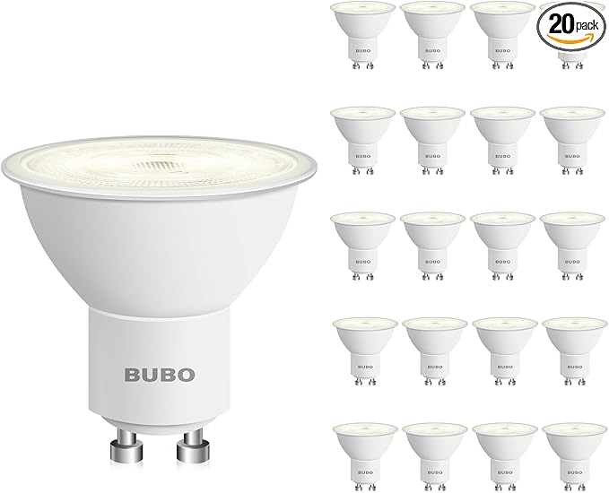 BUBO GU10 LED Bulb 6W Equivalent 50W, 3500K Natural White 650 Lumens, Non-Dimmable GU10 Bulb Replacement for Track Lighting, MR16 LED Bulb for Kitchen, Range Hood, Living Room, Bedroom, 20 Pack