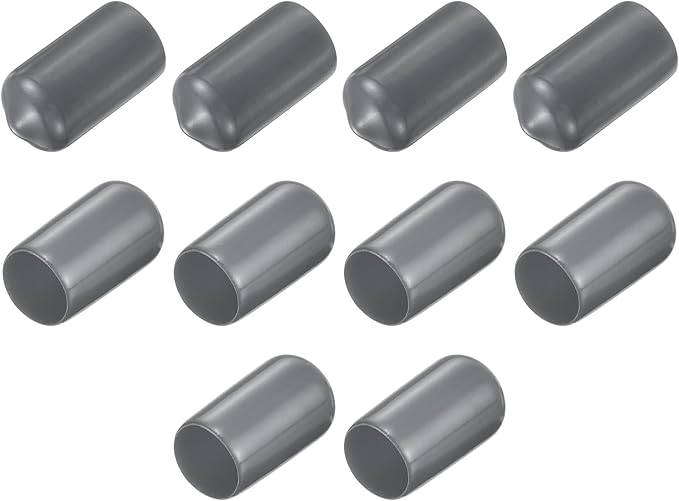 uxcell 10pcs Rubber End Caps 12mm ID Vinyl Round End Cap Cover Screw Thread Protector Dark Grey