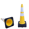 4 Pack 28 Inch Yellow PVC Traffic Cones Black Base Stable Flexible, Road Safety Construction Zone Crowd Control Parking Safety Cones (4, Yellow, 28 Inch)