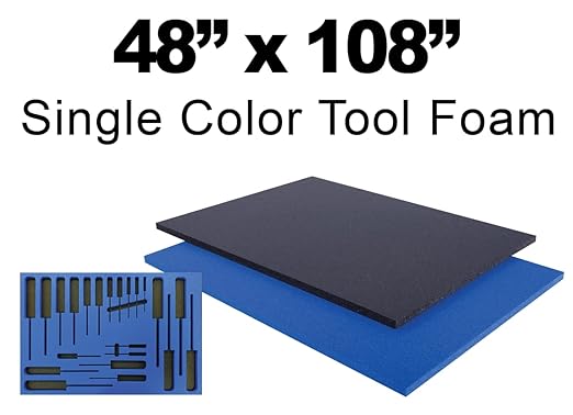 5S Lean Tool Box Foam Organizers 1/2 INCH Thick (1 Piece) (48"x108", Black)