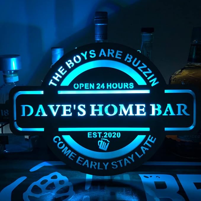 Custom Name Date Neon Sign, Home Bar Led Sign, Personalized Neon Light for Man Cave Decor