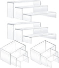 4 Set Acrylic Display Risers - Medium & Large Display Stand Shelf for Organizing Cupcake, Figure, Jewelry & Collectibles (Clear)