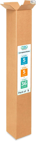 Tall Moving & Shipping Boxes 5 x 5 x 36 inches (5-Pack) - Extra Strength 200 lb vs Regular - Corrugated Cardboard Boxes for USPS/UPS/FEDEX - Strong Moving Box - Shipping Box by IDL Packaging