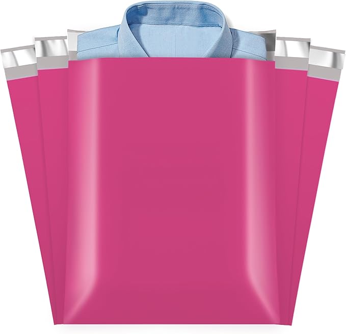 Fuxury Poly Mailers 12x15.5 Inch 500 Pcs, Bulk Shipping Bags for Clothing, Strong Adhesive Shipping Envelopes for Small Business Suppliers,Waterproof Mailers Poly Bags Mailing Envelopes Pink