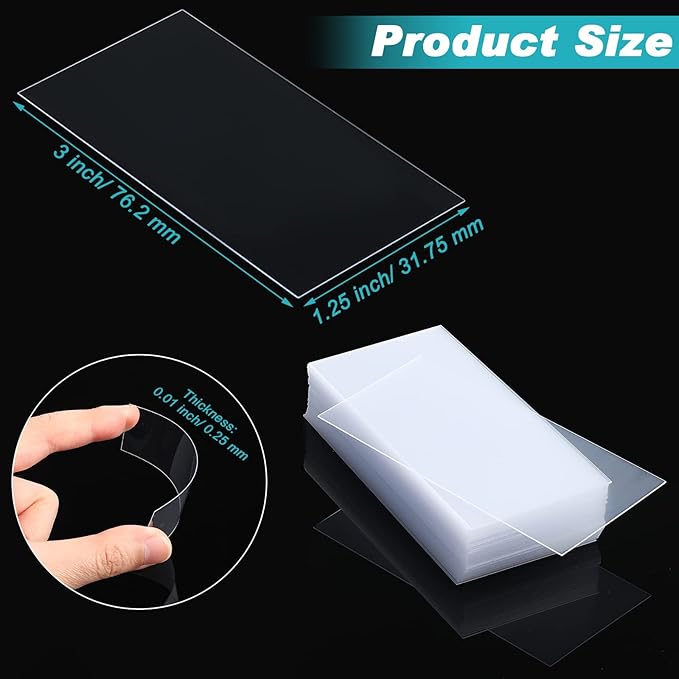 500 Pcs Clear Plastic Tags for Protecting Shelf Label, Price Tag Sign and Ticket Paper Label Holders Library Shelf Dividers Markers for Classroom Office(3 x 1.25 Inches)