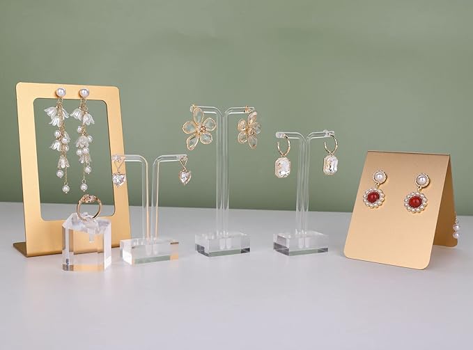 GemeShou 3pcs acrylic T bar earring display stand for show, retail hanging earring holder for online business, transparent jewelry Photography Props【Acrylic Earring T Stand-3pcs 】