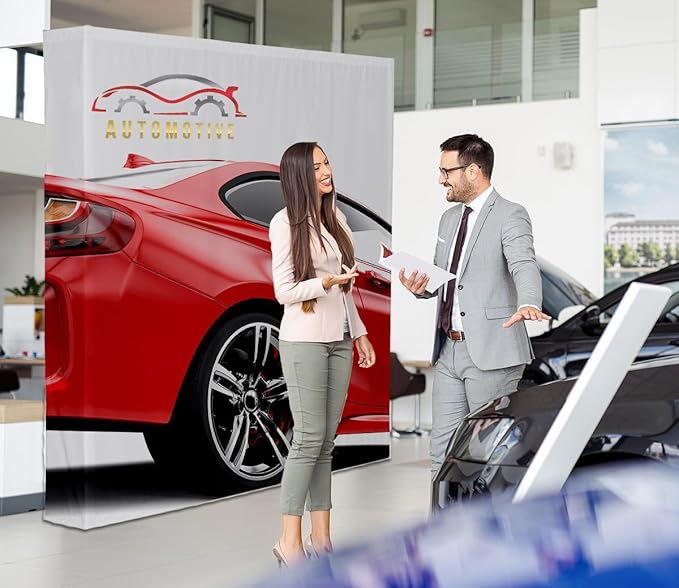Customize Collapsible Pop Up Display Stand with Tension Fabric Banner for Trade Show Display Backdrop Booth,Exhibition,Conference,Weddings,Parties,Stores (Only Banner Without Frame, 7.5x7.5FT)