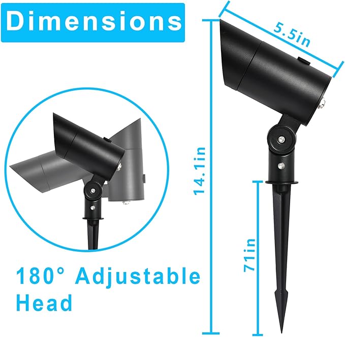30W Ultra Bright Outdoor Spotlight, 5000K Daylight LED Bullet Light with Dusk to Dawn Photocell Sensor, 120V Plug in Landscape Spot Lights for Flag Pole, Yard, Garden, Tree, Statue (1 Pack)
