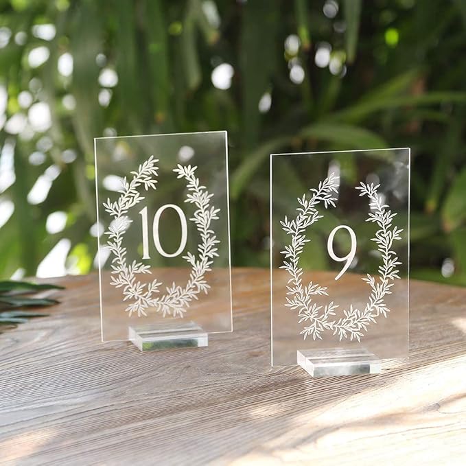 UNIQOOO 2" Clear Acrylic Stand | 10 Pack 2.8mm Slot Wedding Sign Holders, Perfect for Wedding, Table Number, Exhibition, Office, Restaurant, Business