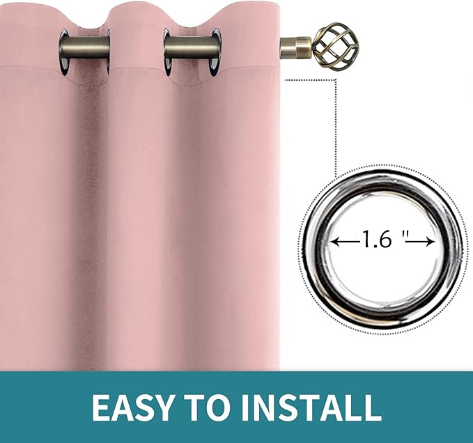 BGment Room Darkening Curtains 84 Inches Long - Grommet Thermal Insulated Drapes Window Treatment Curtains for Bedroom, 2 Panels, 52 x 84 Inch, Baby Pink
