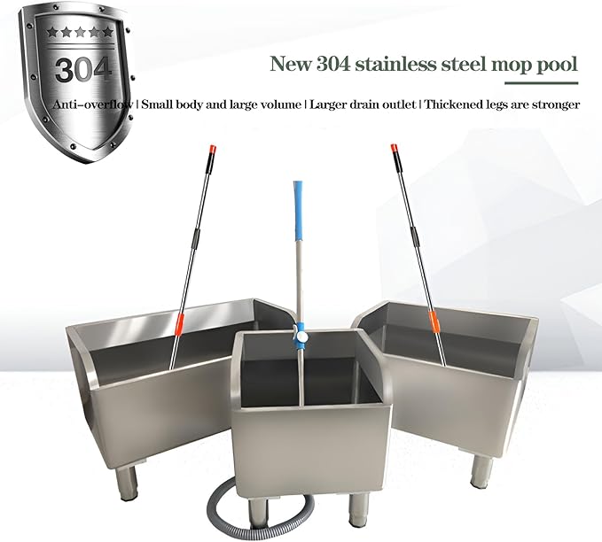 Floor Mop Sink With Drainage/Strainer,stainless steel utility sink,304 Stainless Steel,for Laundry Room,Kitchen, Restaurant, Garages (23.6"L x 16.1"W x 21.6"H)