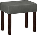 Leather Vanity Stool, 18.7 Inch Wide Rectangle Ottoman Bench for Makeup Room, Vanity Chair with Wood Legs for Piano Room, Bedroom,Living Room with Customizable (Gray)