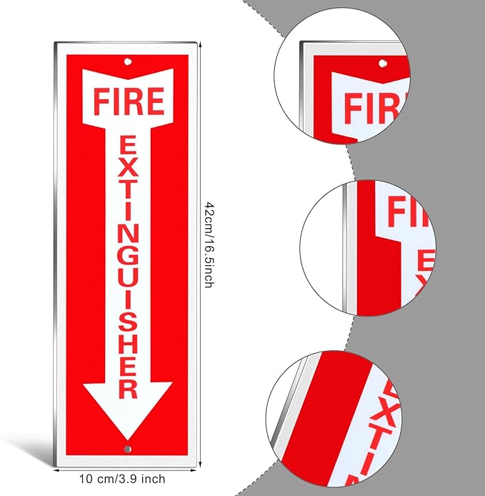 Tondiamo 4 Pack Fire Extinguisher Sign 4 x 16. 5 Inch Fire Rust Aluminum Signs Laminated for Ultimate UV, Weather, Scratch, Water and Fade Resistance, Indoor and Outdoor