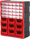 INTERTOOL Small Parts Organizer for Hardware & Screws | 39 Removable Bins with Dividers | Wall Mount or Desktop Craft & Lego Storage Cabinet | 19” x 15” x 7” BX08-4015