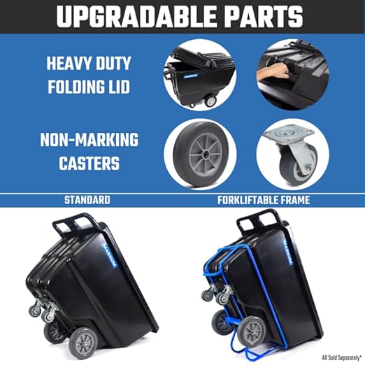 Magnum Tilt Truck, 1/2 Cu. Yd. Capacity Dump Cart with Non-Marking 12” Wheels & 5” Casters for Handling, Transporting on Construction Jobsites, 750 lbs, Trash Cart with Wheels DUC12T-NM-03PK (3-Pack)