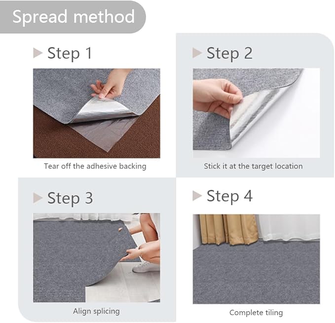 Carpet Tile 24” X 24” Self Adhesive Carpet Floor Tiles Anti-Slip Reusable Carpet Squares Peel and Stick Carpet Floor Tile Easy Install DIY for Bedroom Living Room (11, Black)