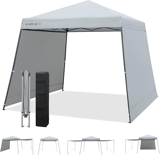 Tangkula 10x10 Ft Pop Up Canopy with Sidewalls, Portable Outdoor Tent with Center Lock, 16 Stakes, 12 Ropes, Roller Bag, UPF50+ Canopy Tent with Dual Awnings for Camping, Patio, Market
