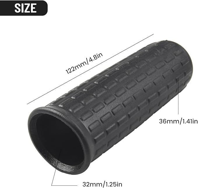 2Pcs Wheelbarrow Rubber Handles Replacement, Anti-slip Handle Grip Covers Weatherproof Handles Non-Slip Round Tubes for Garden Carts(122x32mm Black)