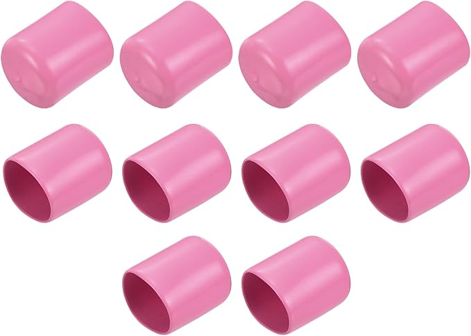 uxcell 10pcs Rubber End Caps 22mm(7/8 inch) ID Vinyl Round End Cap Cover Screw Thread Protectors Pink